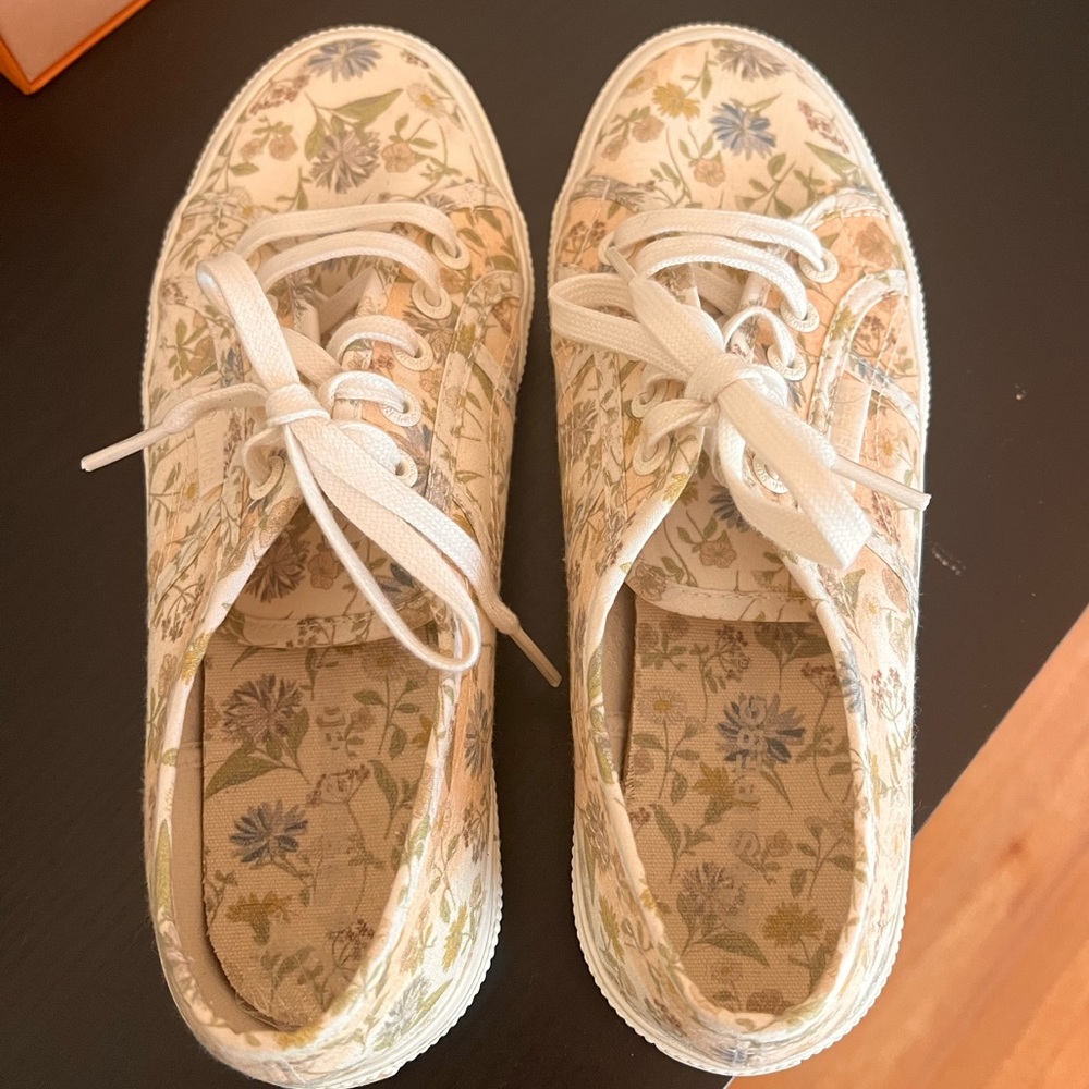 Superga Beige Floral Sneakers